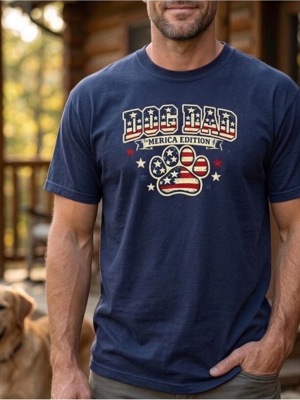 Comfort Colors Blue 'Dog Dad Merica Edition' Graphic Tee New